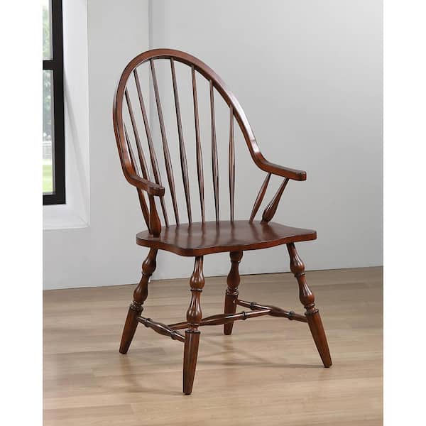AndMakers Andrews Distressed Chestnut Brown Solid Wood Dining Arm Chair