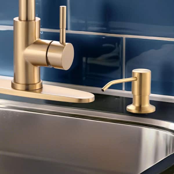 VEVETTA Brushed Gold Stainless Steel Soap Dispenser for Kitchen