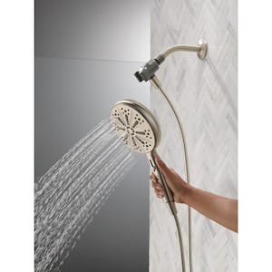 6-Spray Patterns 1.75 GPM 6.25 in. Wall Mount Handheld Shower Head with SureDock Magnetic in Satin Nickel
