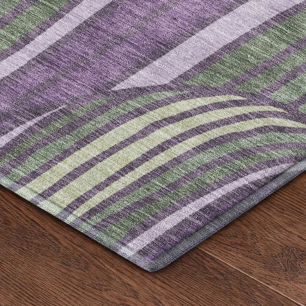 Mayfield Premium Machine Washable Abstract AMF2546 Plum 5 ft. x 7 ft. 6 in. Area Rug