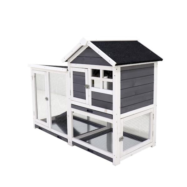 48.3 in. W Rabbit Hutch Outdoor Rabbit Cage Indoor on Wheels Bunny cage ...