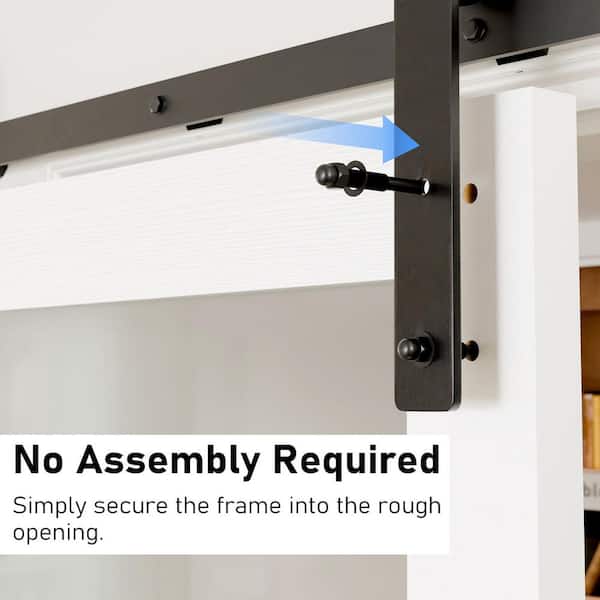 42 in. x 84 in. K-Shape Primed Pine Wood Bi-Fold Style Sliding Barn Door Slab with Hardware Kit Set