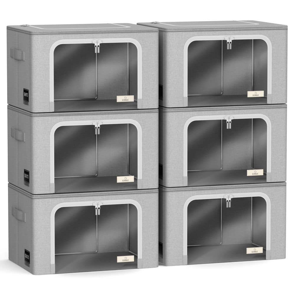 Storage Bins, Stackable and Foldable Clothes Organizer Bags, Gray 17 in. x 