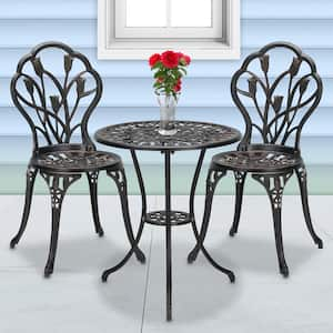 Classic Bronze 3-Piece Cast Aluminum Round Outdoor Bistro Set