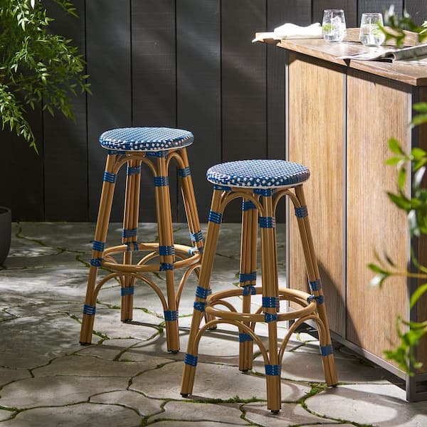 Set of 2 Bistro Outdoor Bar Stools, 29.5" Backless Counter Stools, Patio Bar Chairs for Garden, Balcony & Poolside