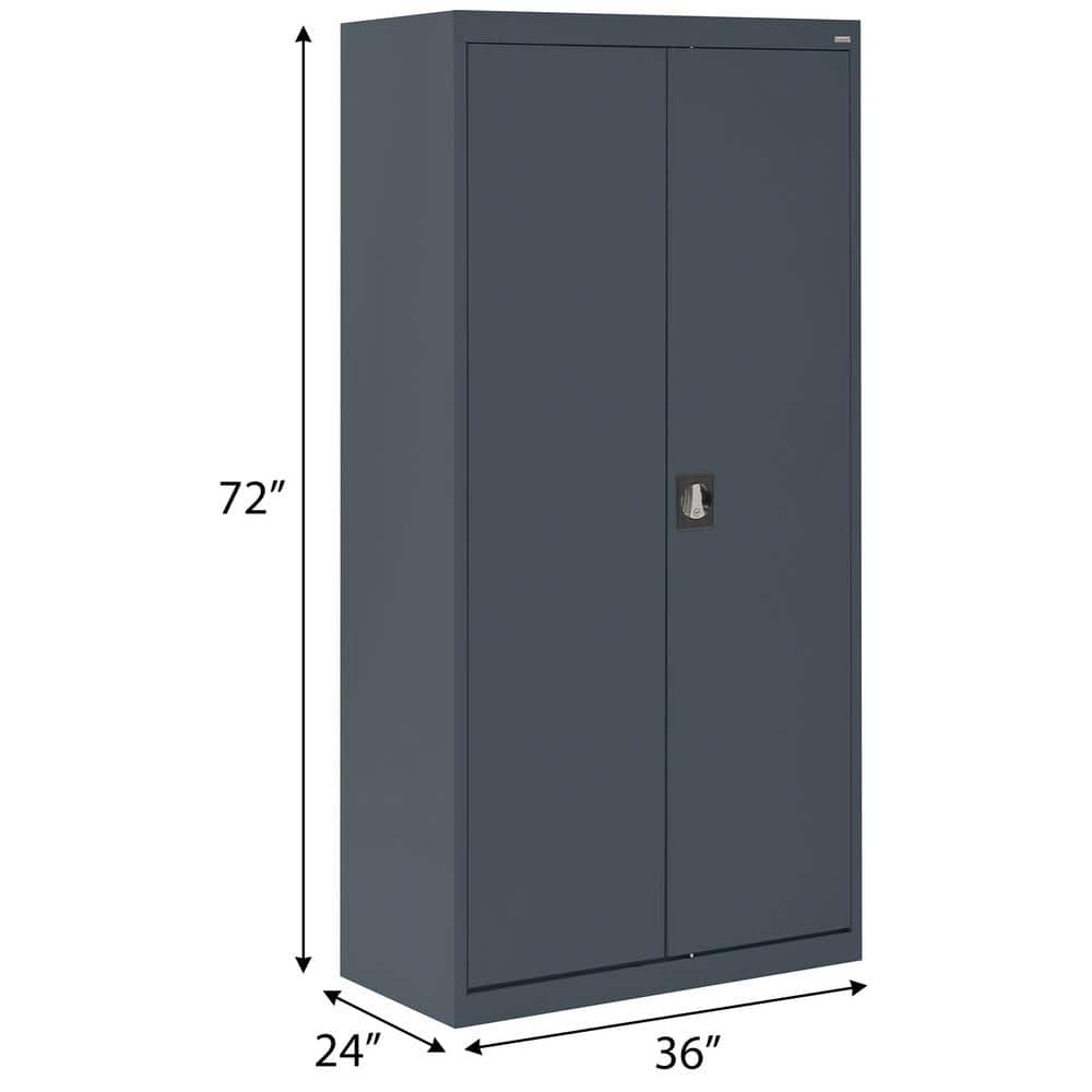 Charcoal Steel Freestanding Lockable Office Cabinet with Adjustable Shelving