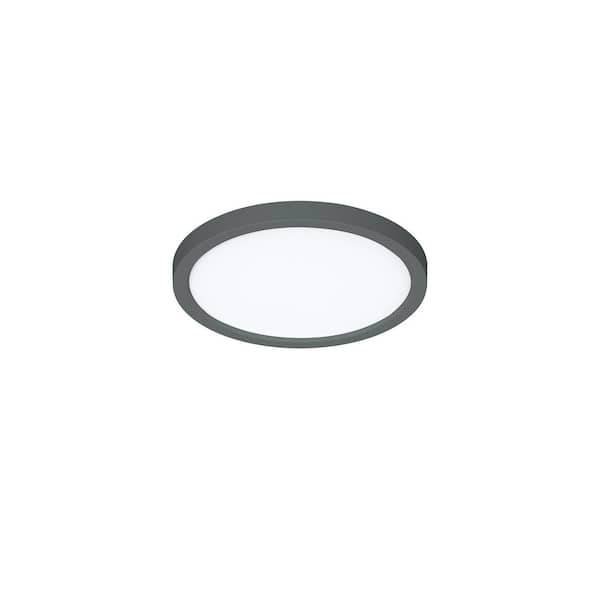 Eon 9 in. 102-Watt Modern Black Integrated LED Flush Mount with White Acrylic Shade