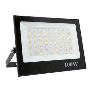 100-Watt Black Outdoor White Integrated LED Thin Flood Light