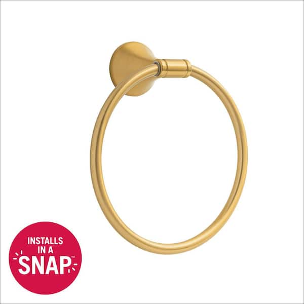 Foundations Design Series Modern Wall Mount Closed Towel Ring in Brushed Gold
