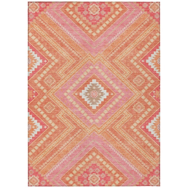 Chantille Machine Washable Indoor/Outdoor Abstract ACN1010 Coral 5 ft. x 7 ft. 6 in. Area Rug