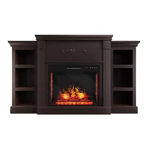 Brown TV Stand Fits TVs up to 75 in. with 28 in. Electric Fireplace