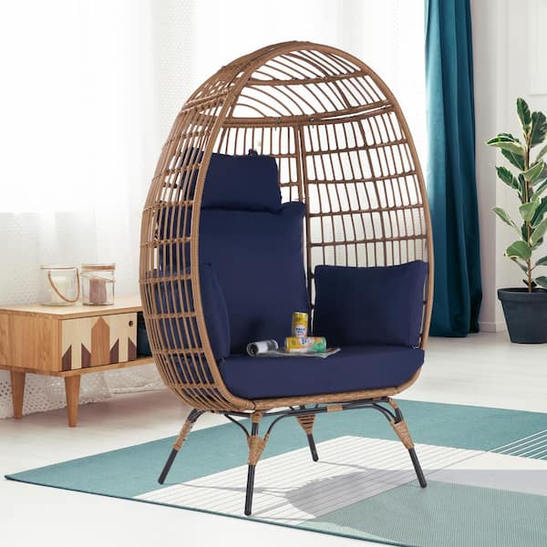 BFB Outdoor Oversized Brown Rattan Egg Chair Indoor Outdoor Chair