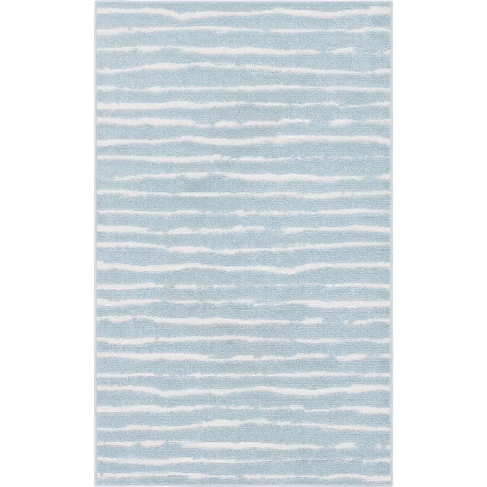 Light Blue Rectangular Synthetic Outdoor Area Rug