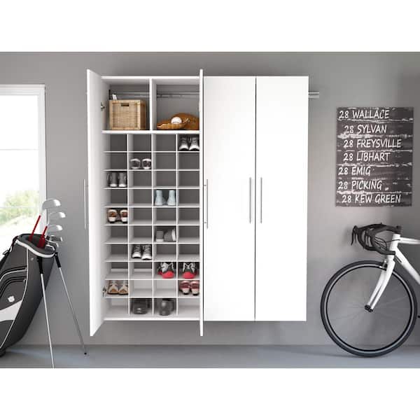 HangUps Collection Wood 1-Shelf Wall Mounted Garage Cabinet in White (30 in W x 72 in H x 16 in D)