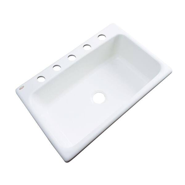 Thermocast Manhattan Drop-In Acrylic 33 in. 5-Hole Single Bowl Kitchen Sink in White