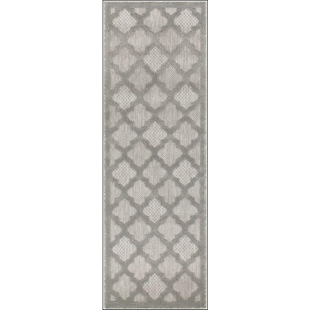 Silver Runner Rug Nourison Easy Care Silver Grey 2 ft. x 6 ft. Trellis Contemporary ...