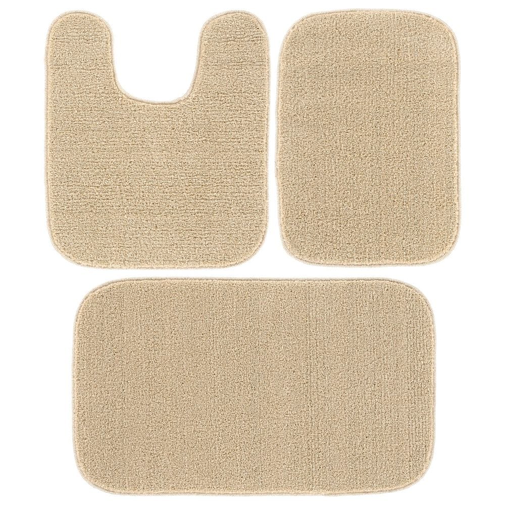 Gramercy Champagne Beige Solid Plush Rectangle 3-Piece (No Lid) Bath Rug Set price history on PriceWatchPro