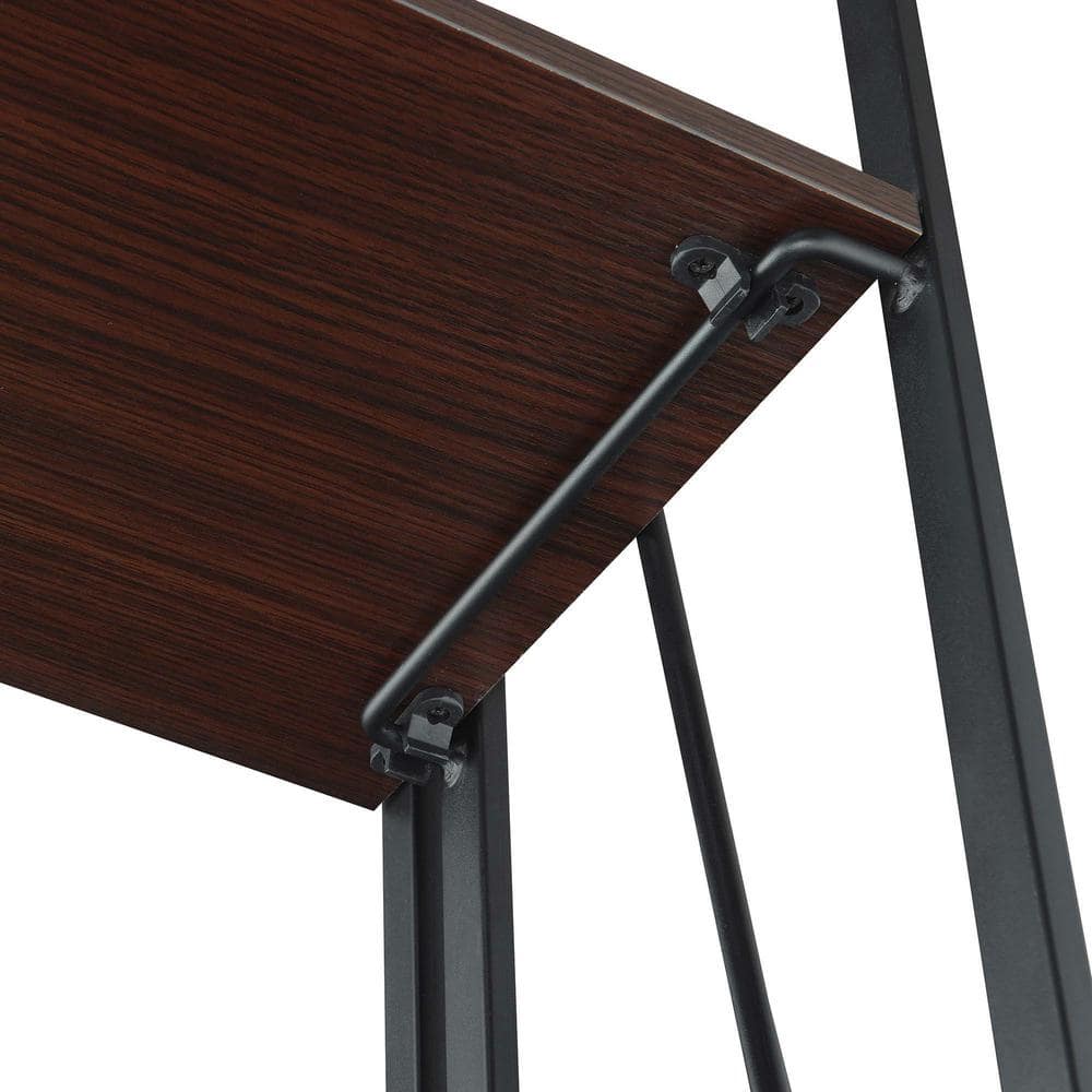 Espresso and Black 4-Tier Folding Bookshelf