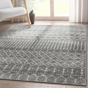 Grey Charcoal 5 ft. 3 in. x 7 ft. 3 in. Mystic Colette Moroccan Trellis Area Rug