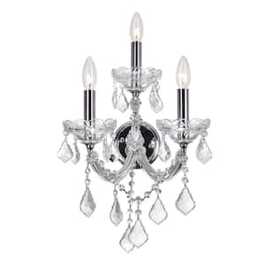 Maria Theresa 12 in. 3 Light Chrome Wall Sconce