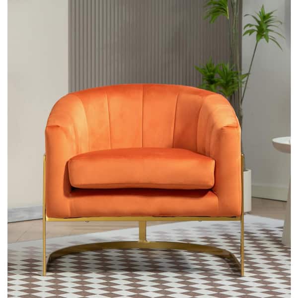 US Pride Demon Red Orange Velvet Arm Chair