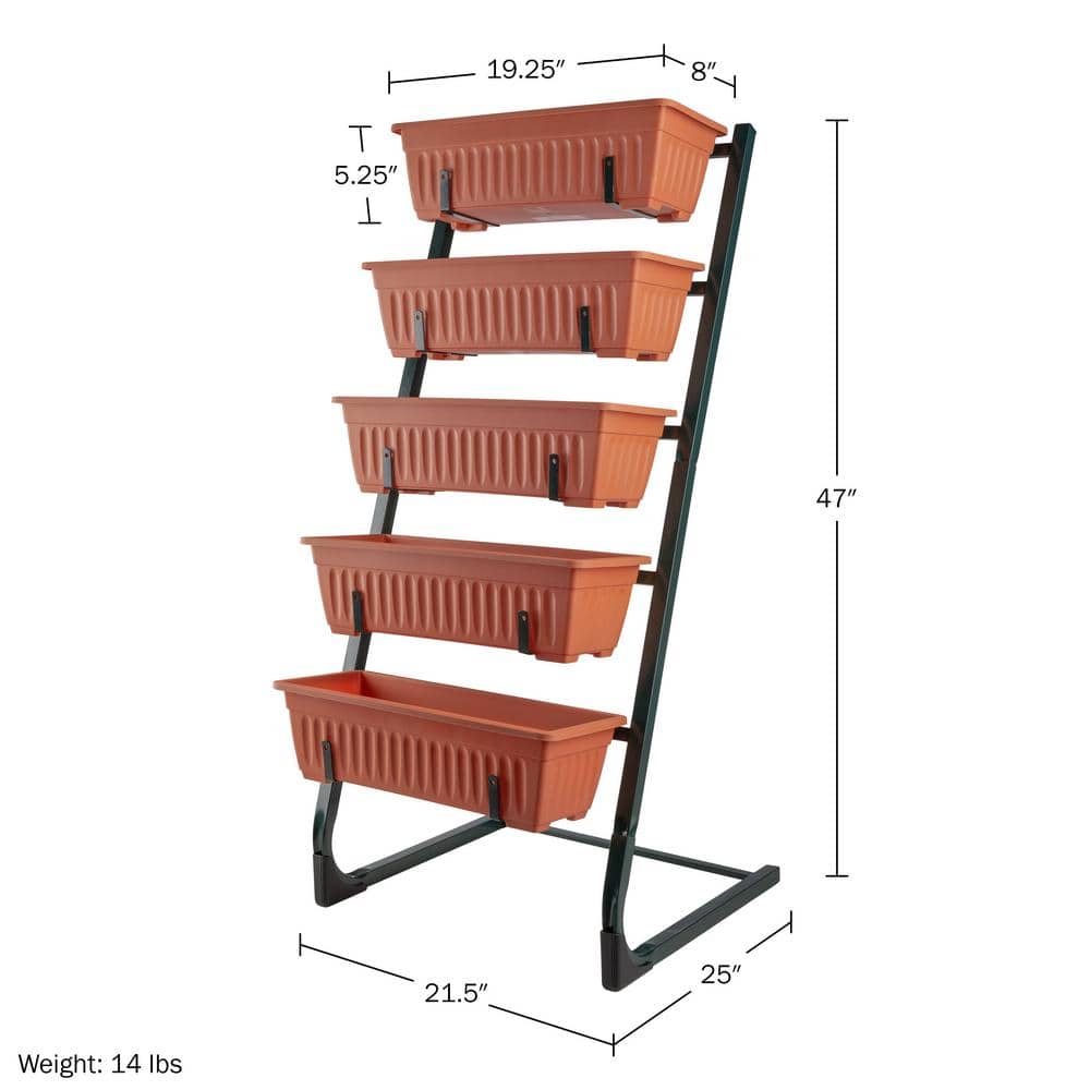 Terracotta 5-Tier Vertical Garden Planter with Steel Frame