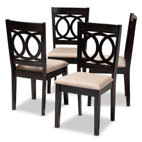 Baxton Studio Lenoir Sand Brown and Espresso Fabric Dining Chair (Set of 4)