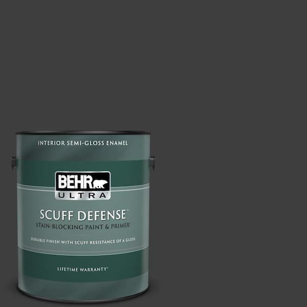 BEHR ULTRA 1 gal. #T13-3 Black Lacquer Extra Durable Semi-Gloss Enamel Interior Paint & Primer