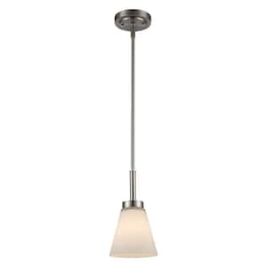 Fifer 1-Light Brushed Nickel Mini Pendant Light Fixture with Frosted Glass