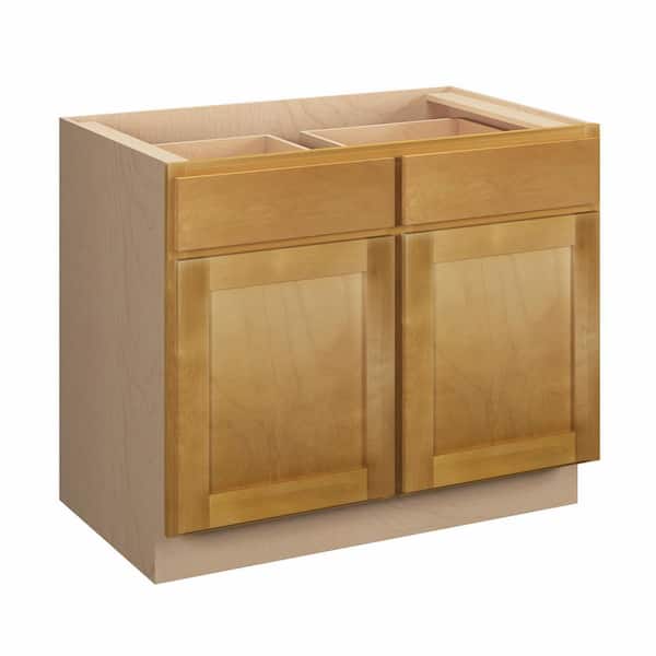 Aberdeen Recessed 39 in. W x 34.5 in. H x 24 in. D in Caramel Plywood Assembled Base Cabinet