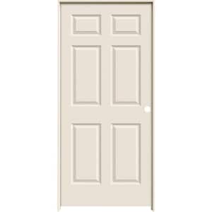 36 in. x 80 in. Molded Textured 6-Panel Primed White Hollow Core Composite Single Prehung Interior Door