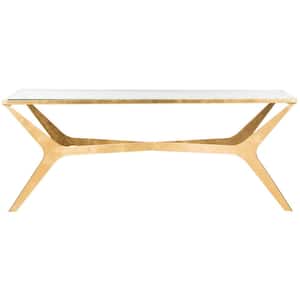 Edythe 51 in. Gold/Glass Coffee Table