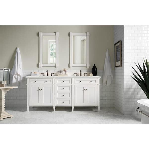 Brittany 72.0 in. W x 23.5 in. D x 34 in. H Double Bath Vanity in Bright White with Eternal Jasmine Pearl Top