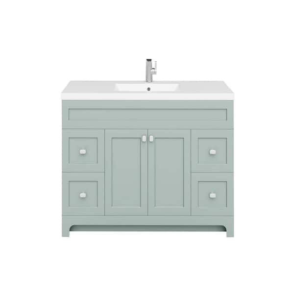Daisy 48 in. W x 21 in. D x 36.5 in. H S/Sink Free Standing Bath Vanity in Sage with Cultured Marble Top in White