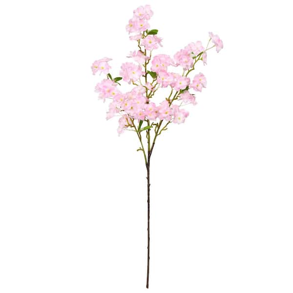 LIVING LUXURY 40 in. Pink Artificial Cherry Blossom Flower Stem Spray Set of 3)