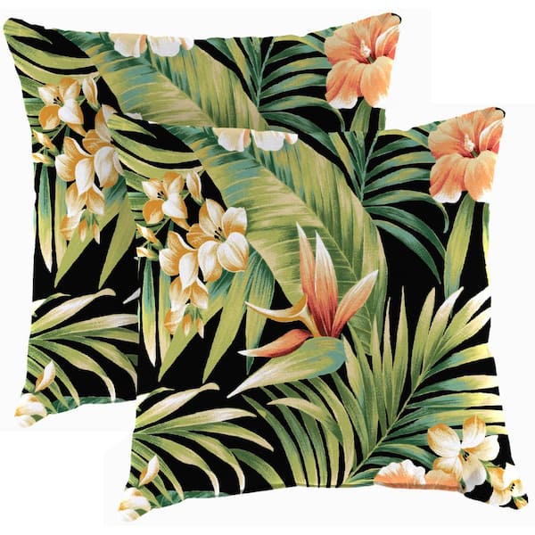 Jordan Manufacturing 18 in. L x 18 in. W x 4 in. T Outdoor Throw Pillow in Cypress Midnight (2-Pack)