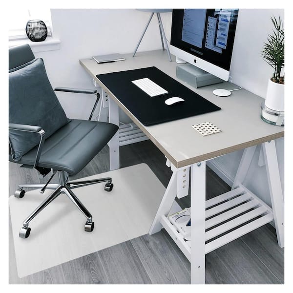 Cleartex White 36 in. x 48 in. Polypropylene Anti-Slip Foldable Rectangular Indoor Chair Mat for Hard Floors