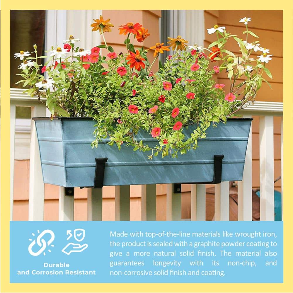 Black Wrought Iron 8-Inch Wall-Mount Flower Box Brackets