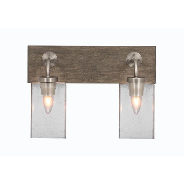 Unbranded Kirby 16 in. 2-Light Graphite and Painted Distressed Wood-look Metal Vanity Light