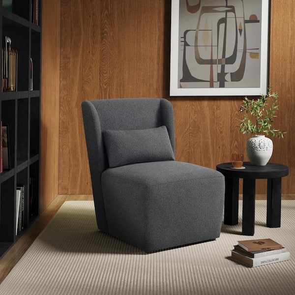 Elaina Charcoal Polyester Armless Accent Club Chair