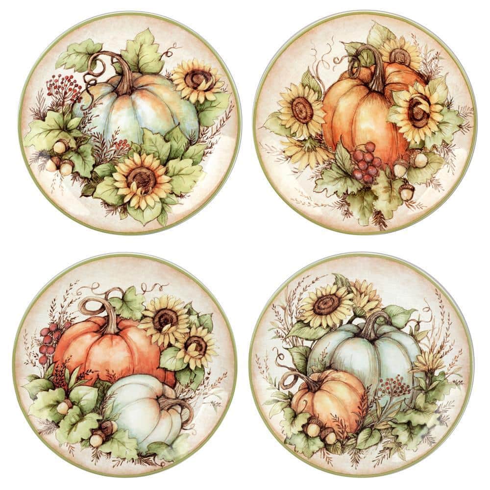 Certified International Multi-Colored Autumn Breeze Salad Plates