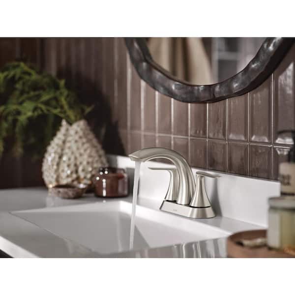 Findlay 4 in. Centerset Double-Handle Bathroom Faucet in Spot Resist Brushed Nickel