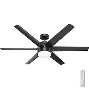 Invector 60 in. Indoor/Outdoor Matte Black Ceiling Fan with Light and Remote Control
