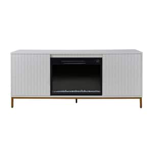 Mia Ivory 58" Media Console TV Stand for TVs Up to 55" With Electric Fireplace Included
