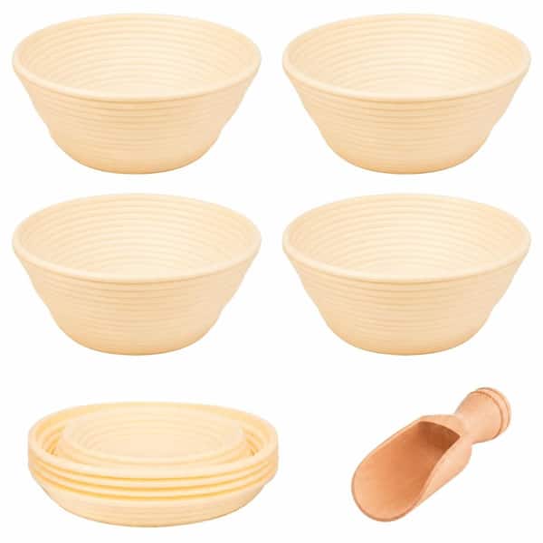 Orange Collapsible Round Silicone Banneton Bread Proofing Basket Set (4-Piece) 10.87 x 9.45 x 2.44