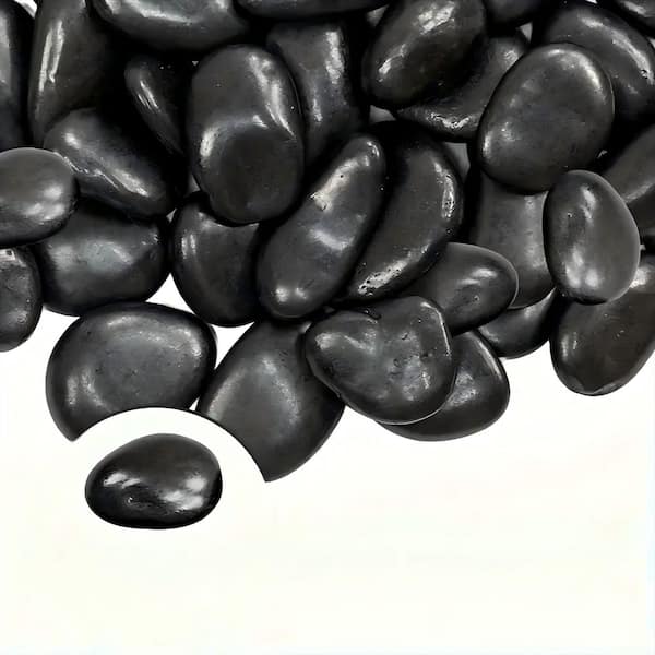 Black 1-3 in. Outdoor Polished Decorative Garden Stone for Landscaping, Walkways, Yard, Plants Pots, Vases, Crafts