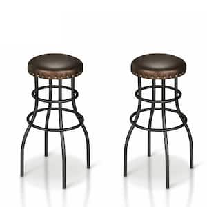 Casta 25.5 in. Bronze and Black Backless Steel Bar Stool with Faux Leather Seat (Set of 2)