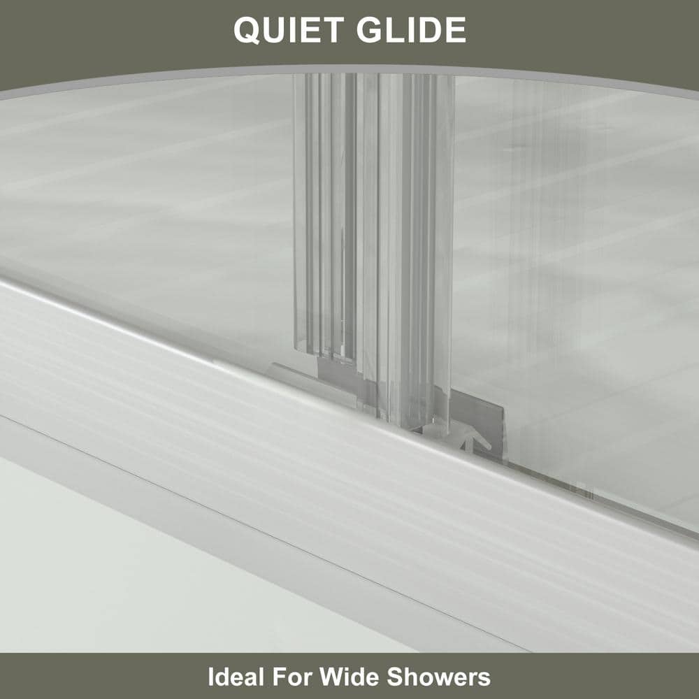48" Brushed Nickel Framed Sliding Shower Door with Clear Glass