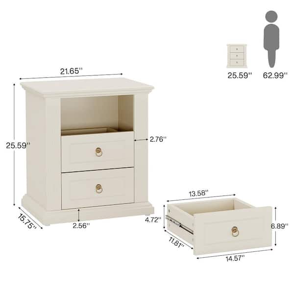 TRIBESIGNS WAY TO ORIGIN Mayville Beige Wood 3-Drawer Nightstand