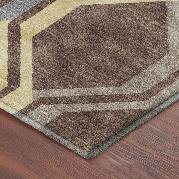 Mayfield Premium Machine Washable Abstract AMF2326 Chocolate 10 ft. x 14 ft. Area Rug
